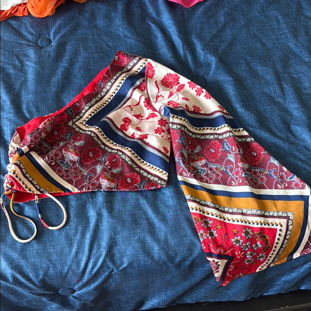 fab'rik Red and Blue Floral Blouse